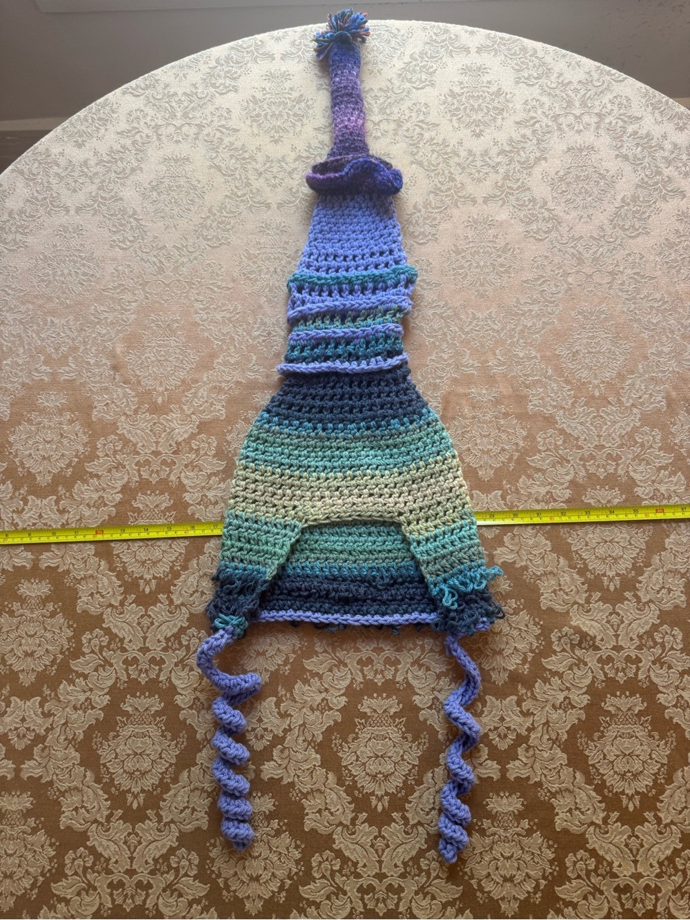 Handmade Crochet Blue & Green Gradient Elf Hat